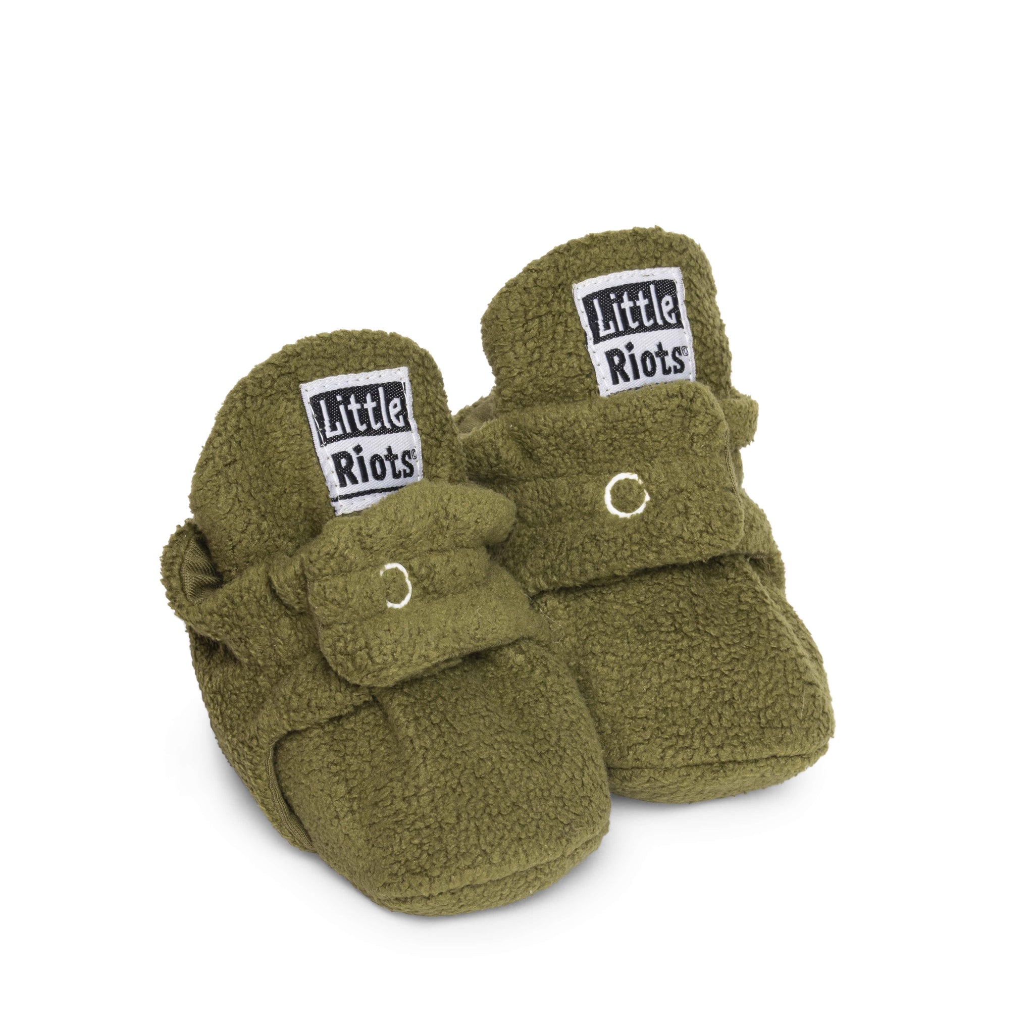 Little Riots babyslofjes fleece original olijf groen slofjes voor je baby dreumes en peuter voor jongens en meisjes 0 6 Maanden schoenmaat 13 17